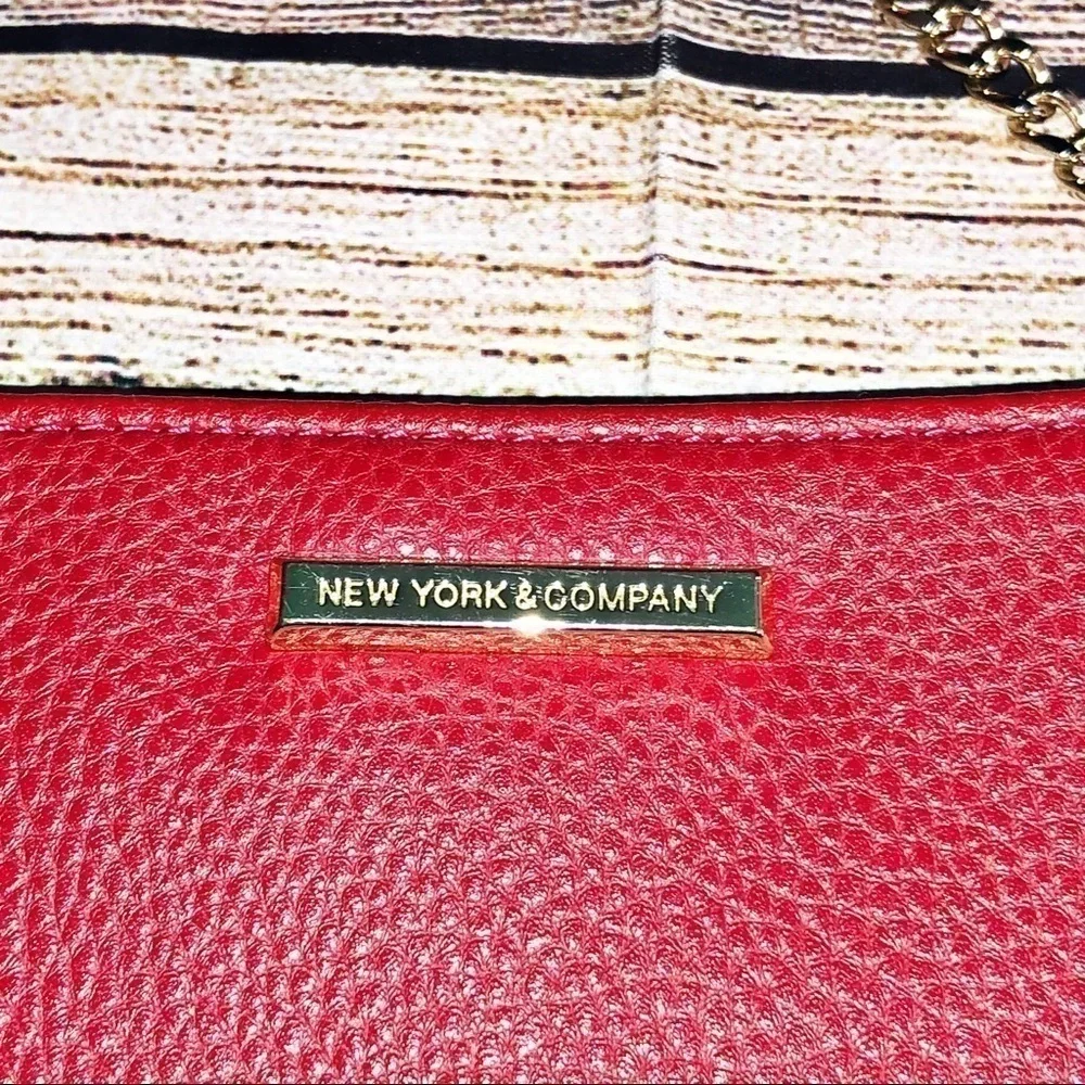 New York & Co. Red/Gold Crossbody Mini Studded Bag